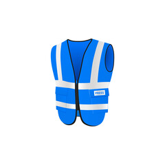 Wall Mural - Blue protective vest for reporters and media, realistic vector illustration isolated.