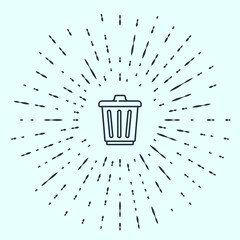 Sticker - Black line Trash can icon isolated on grey background. Garbage bin sign. Recycle basket icon. Office trash icon. Abstract circle random dots. Vector