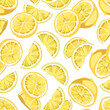 Lemon seamless pattern, background with fresh fruit a vector illustration.