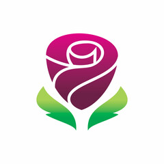 Wall Mural - rose flower leaf plant logo design