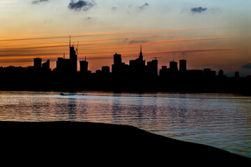 Wall Mural - City Of Warsaw Twilight Silhouette