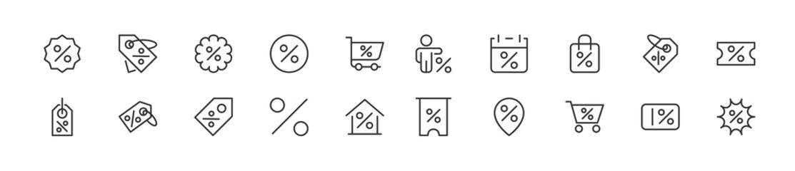 Wall Mural - Set of simple discount line icons.