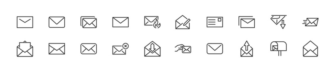 Poster - Set of simple email line icons.