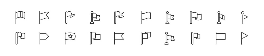 Poster - Set of simple flag line icons.