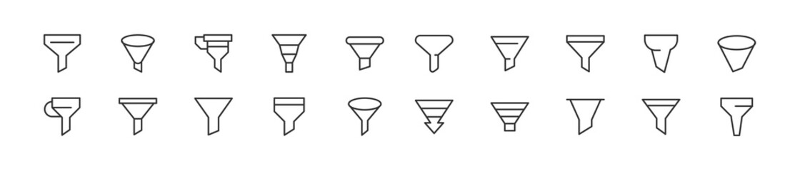 Poster - Set of simple funnel line icons.