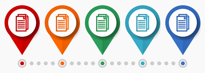 Fototapete - Document, file, copy concept vector icon set, flat design pointers, infographic template