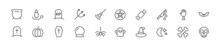 Set Of Simple Halloween Line Icons.