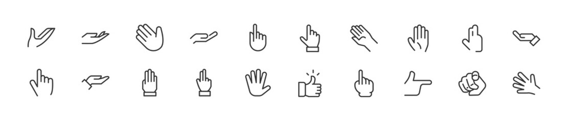 Aufkleber - Set of simple hand line icons.