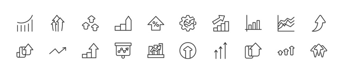 Poster - Set of simple increase line icons.