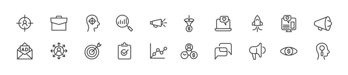 Canvas Print - Set of simple marketing line icons.