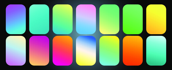 Poster - Vector EPS 10 Gradient Set. Different colors. Modern Smartphone screen, mobile app Template. Design for Wallpaper, background, banner, flyer, Social media post. 

