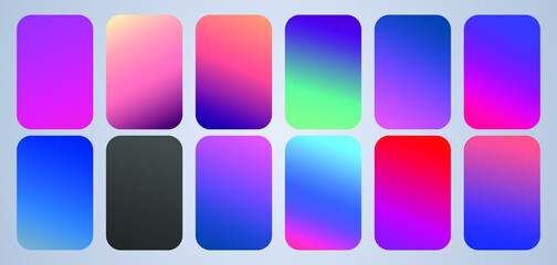 Canvas Print - Vector EPS 10 Gradient Set. Different colors. Modern Smartphone screen, mobile app Template. Design for Wallpaper, background, banner, flyer, Social media post. 
