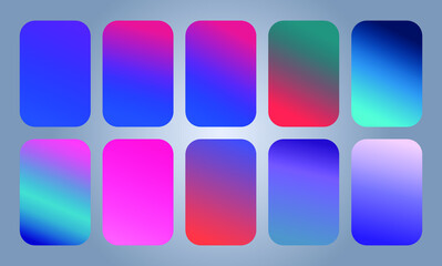 Poster - Vector EPS 10 Gradient Set. Different colors. Modern Smartphone screen, mobile app Template. Design for Wallpaper, background, banner, flyer, Social media post. 
