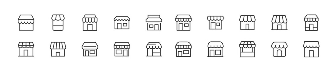 Wall Mural - Set of simple shop line icons.