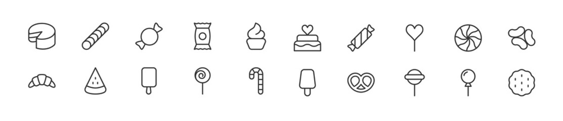 Wall Mural - Set of simple sweet line icons.