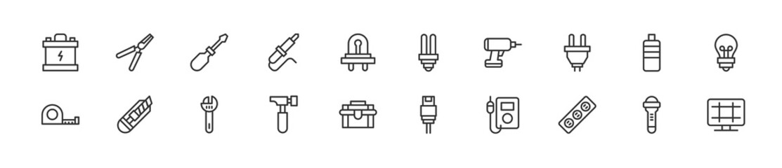 Wall Mural - Set of simple tools line icons.