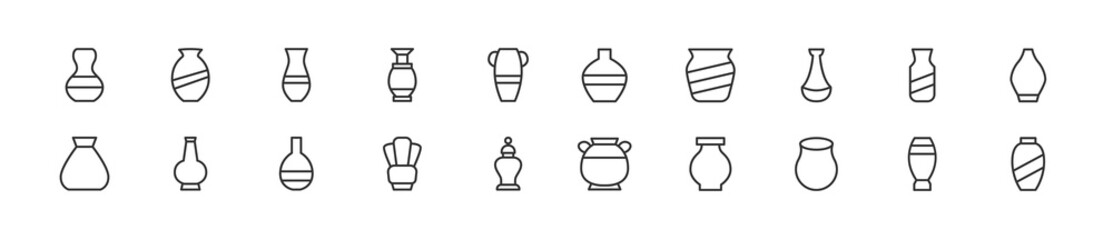 Wall Mural - Set of simple vase line icons.