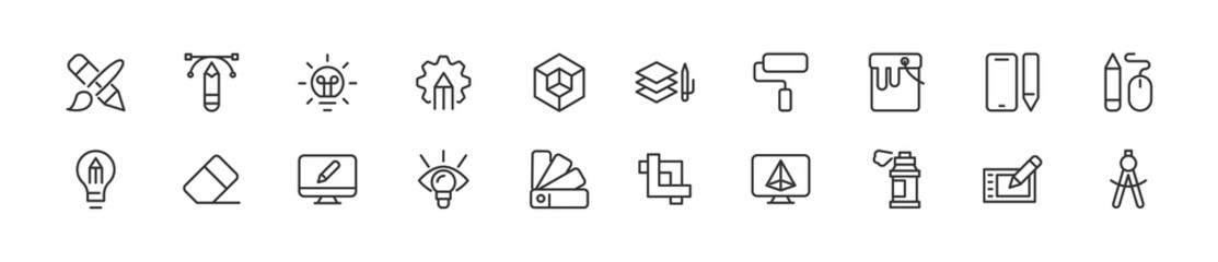 Poster - Set of simple web design line icons.