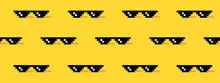 Meme Pixel Glasses On Yellow
