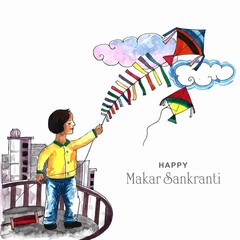 Wall Mural - Happy makar sankranti holiday india festival background