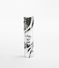 Wall Mural - A silver metal mezuzah on white background.