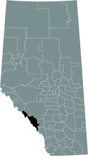 Black Flat Blank Highlighted Location Map Of The IMPROVEMENT DISTRICT NO. 9 (BANFF) Inside Gray Administrative Map Of The Canadian Province Of Alberta, Canada