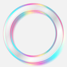 Holographic Circle Frame Geometric Abstract Tech Background. Vector Art Colorful Design