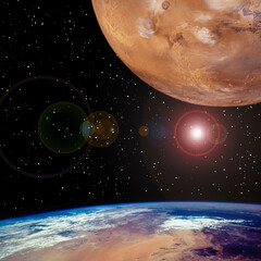 Wall Mural - mars and earth. the elements of this image furnished by nasa.