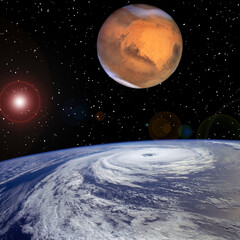 Wall Mural - mars and earth. the elements of this image furnished by nasa.