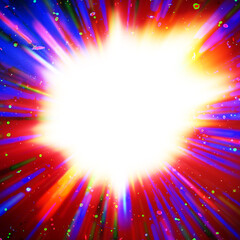 Wall Mural - colourful starburst explosion border with white copyspace centre. the elements of this image furnish