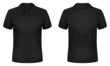 Blank black polo shirt template. Front and back views. Vector illustration.