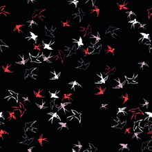 Seamless Pattern With Flying Birds On A Black Base