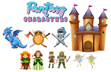 Sticker - Fantasy cartoon characters set