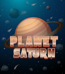 Wall Mural - Planet Saturn word logo poster