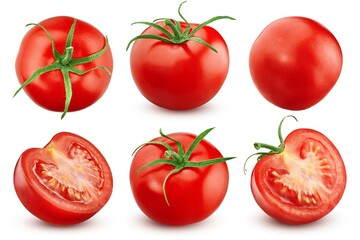 Wall Mural - Tomatoes isolated on white background, collection