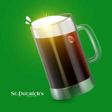 Beer Mug Isolated On Green. St'Patricks Day Collection