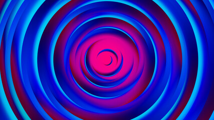 Wall Mural - Pink purple neon circles abstract background.3D illustration with paper cut style.