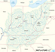 vector map Drainage Basin of the Ohio River, USA