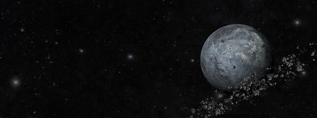 Wall Mural - Eris (minor-planet designation 136199 Eris) is the most massive and second-largest known dwarf planet in the Solar System. 3d illustration