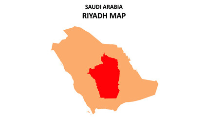 Poster - Riyadh map highlighted on Saudi Arabia map. Riyadh map on Saudi Arabia.