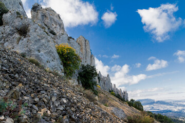 Frares de Quatretondeta. Landscape sunny in la Serrella mountain in Quatretondeta, Alicante, Spain