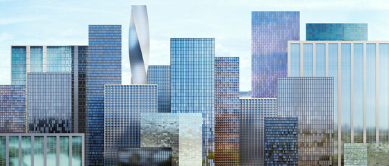 illustration of business towers in modern architectural style. illustration of business district sky