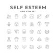 Set line icons of self esteem