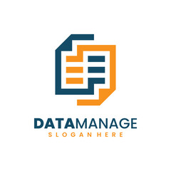 Data management logo design template vector. Minimalist logo made in linear style