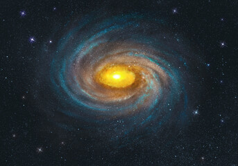 A spiral galaxy with golden center