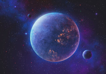 Wall Mural - purple and blue planet