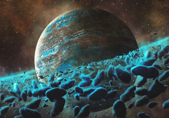 Wall Mural - planet with rocky rings