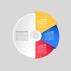 Vector template circle infographic. Business concept with 3 options and parts. Three steps . Three levels. 