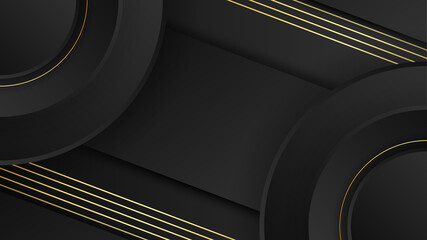 Luxury black gold abstract 3D background. Presentation background. Vector illustration