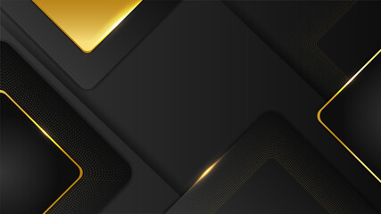 Luxury black gold abstract 3D background. Presentation background. Vector illustration